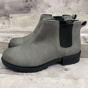 Sorel Emelie Chelsea Ankle Boots Booties Waterproof Leather Gray Size 5.5